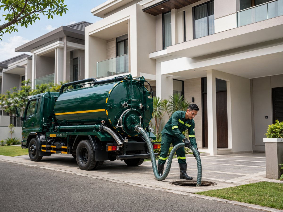 Armada jasa sedot WC datang ke rumah pelanggan untuk perawatan septic tank
